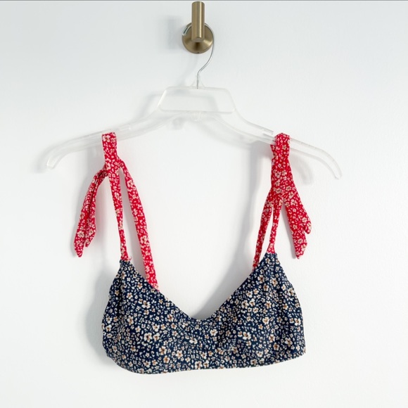 summersalt Other - Summersalt The Tie Marina Bikini Top in In Bloom in Deep Sea & Lava Size 2